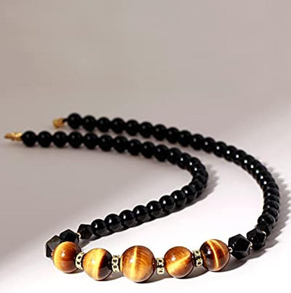 Tiger Eye and Black obsidian Crystal Necklaces