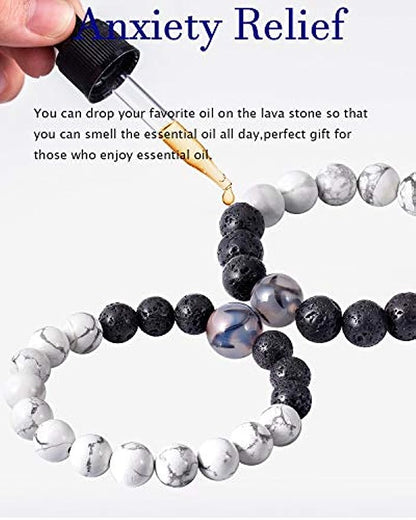 Couples Lava Rock Stone  Bracelets