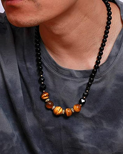 Tiger Eye and Black obsidian Crystal Necklaces