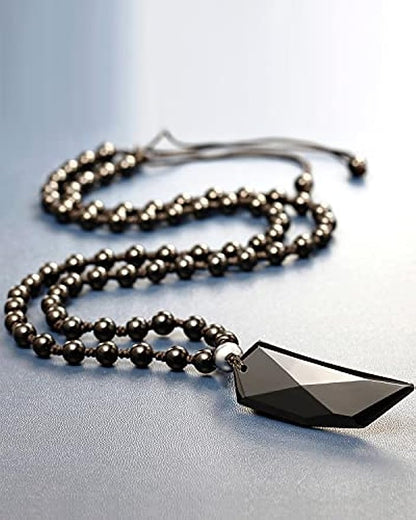 Black Obsidian Wolf Tooth Necklace
