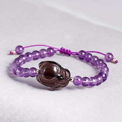 Fox Amethyst Bracelet with Obsidian