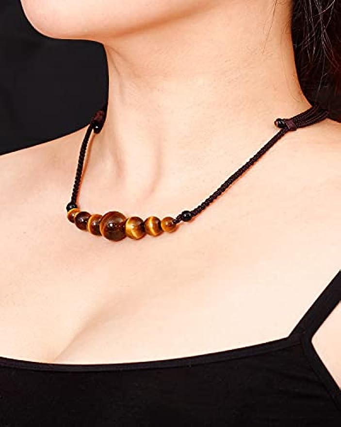 Natural Tiger Eye Gemstone Choker Necklaces