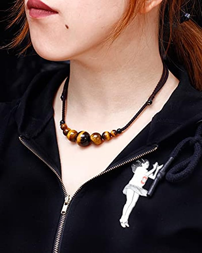 Natural Tiger Eye Gemstone Choker Necklaces