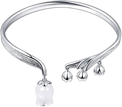 Valley 925 silver bracelet with white jade
