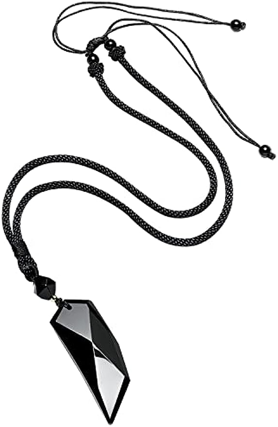 Black Obsidian Stone Woolf Tooth Crystal Necklaces