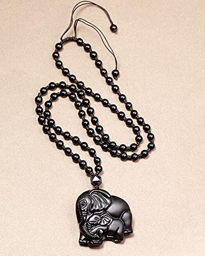 Elephant Natural Obsidian Necklace