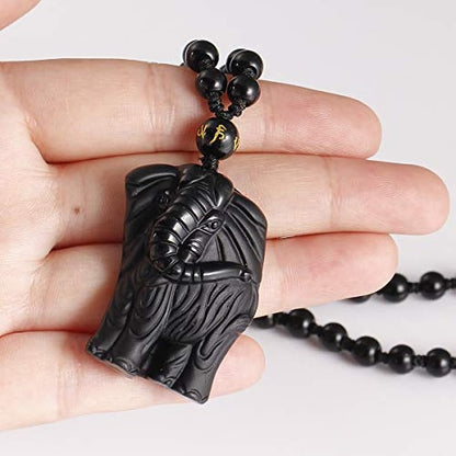 Elephant Natural Obsidian Necklace