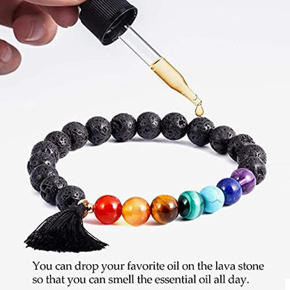 7 Chakra Healing Bracelet with Real Stones Lava Rock