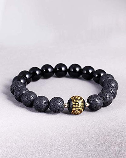 Lava Stone "Feng Shui" Black Obsidian Bracelet