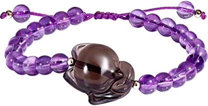 Fox Amethyst Bracelet with Obsidian