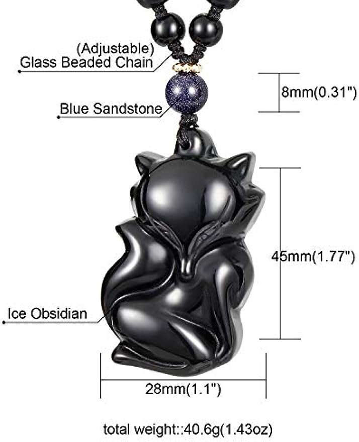 Black Obsidian Lucky Fox Necklace