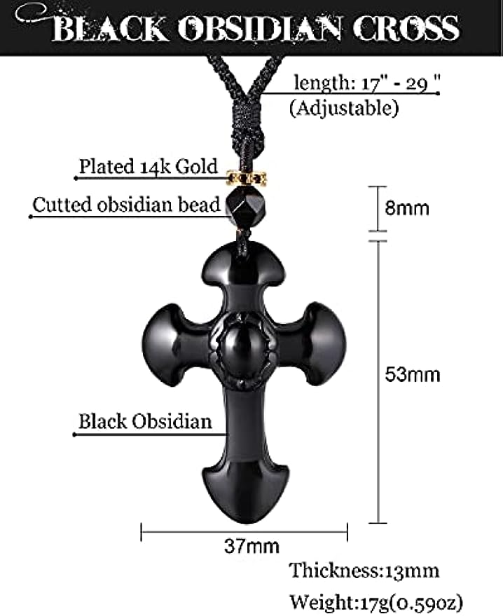 Black Obsidian Cross Necklace