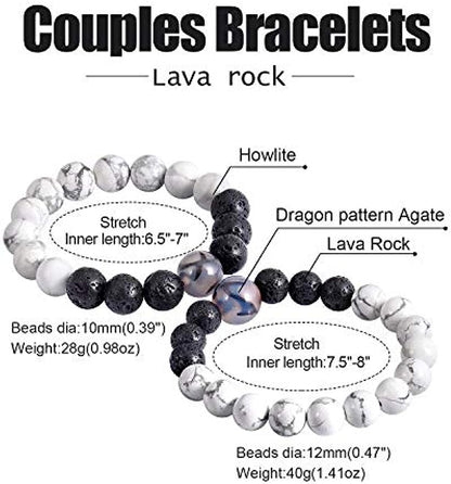 Couples Lava Rock Stone  Bracelets