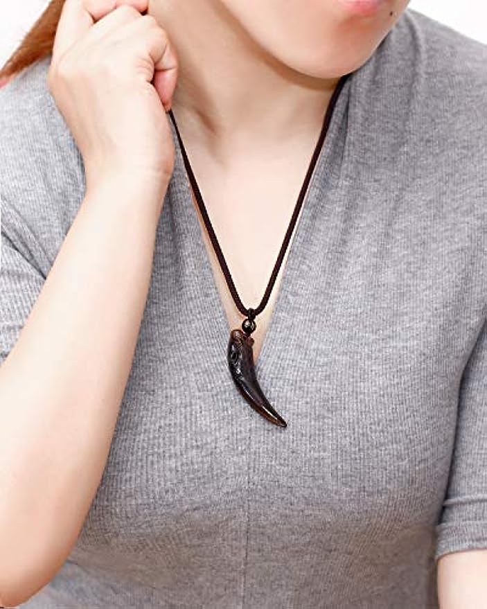 Natural Obsidian Wolf Tooth Necklace