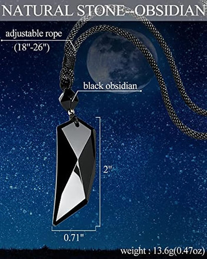 Black Obsidian Stone Woolf Tooth Crystal Necklaces