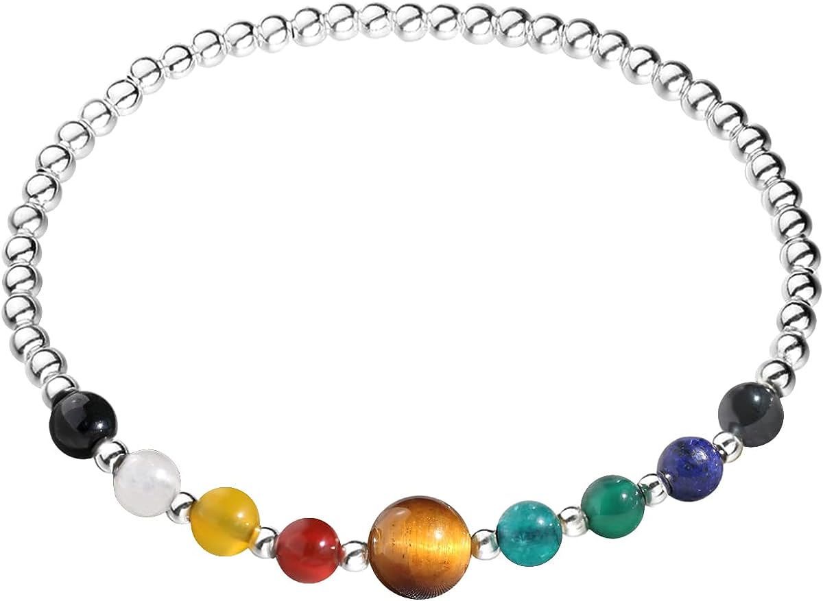 7 Chakra Healing Bracelet with Real Stones Sterling Silver
