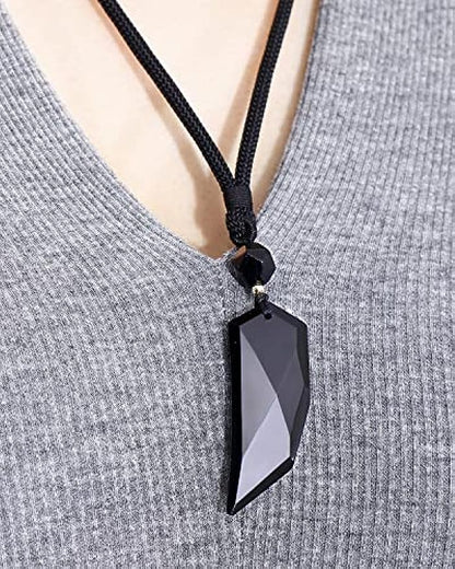 Black Obsidian Stone Woolf Tooth Crystal Necklaces