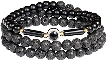 Layered Wrap Obsidian Lava Rock/Evil Eye Bracelets