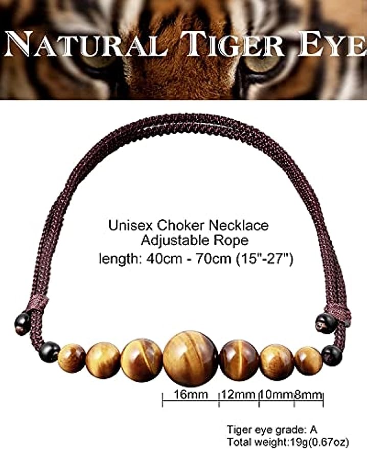 Natural Tiger Eye Gemstone Choker Necklaces