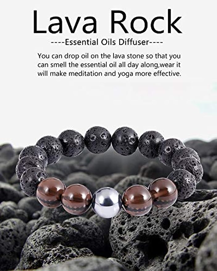 Triple Lava Rock Bracelet with Ice Obsidian