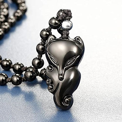Black Obsidian Lucky Fox Necklace