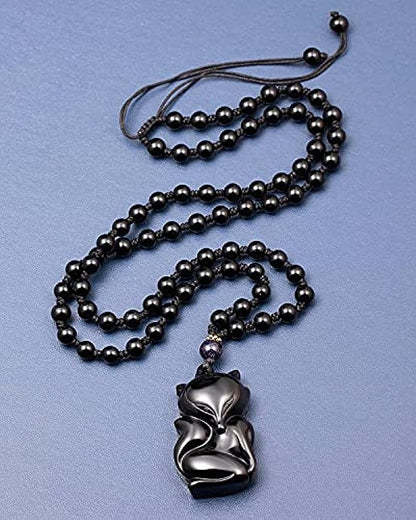 Black Obsidian Lucky Fox Necklace