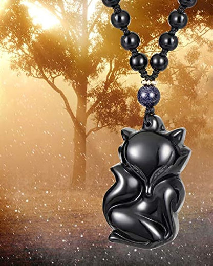 Black Obsidian Lucky Fox Necklace