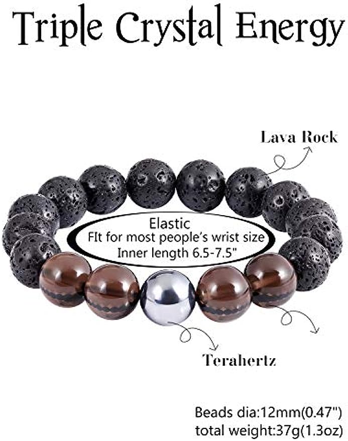Triple Lava Rock Bracelet with Ice Obsidian