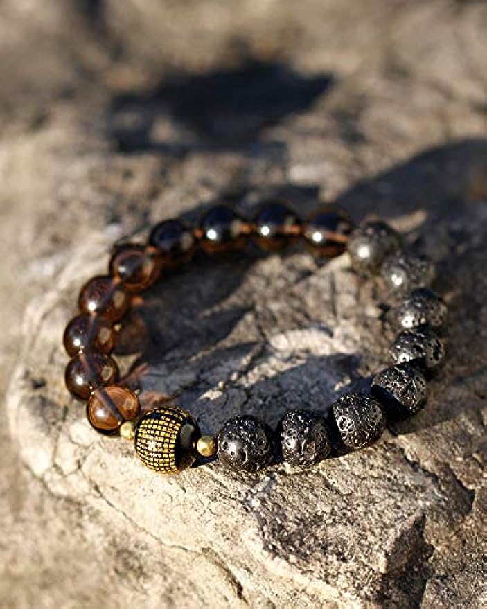 Lava Rock Couples Bracelets "Feng Shui" Black Obsidian