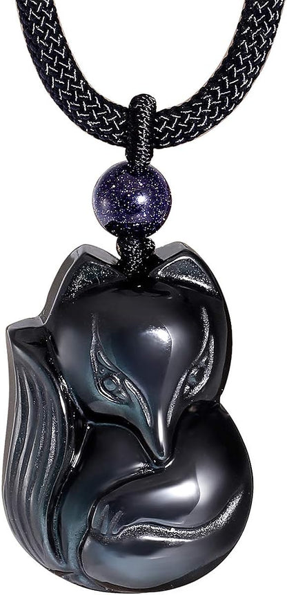 Obsidian Fox Necklace
