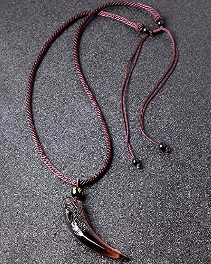 Natural Obsidian Wolf Tooth Necklace